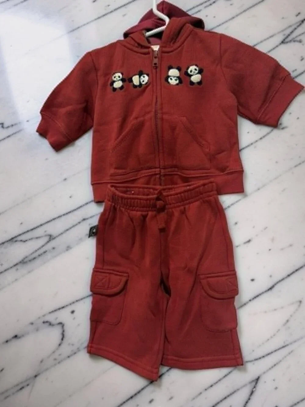 Gymboree NWT Little Panda Cotton Hoodie Jacket Pants Embroider Panda 3- 6 mos
